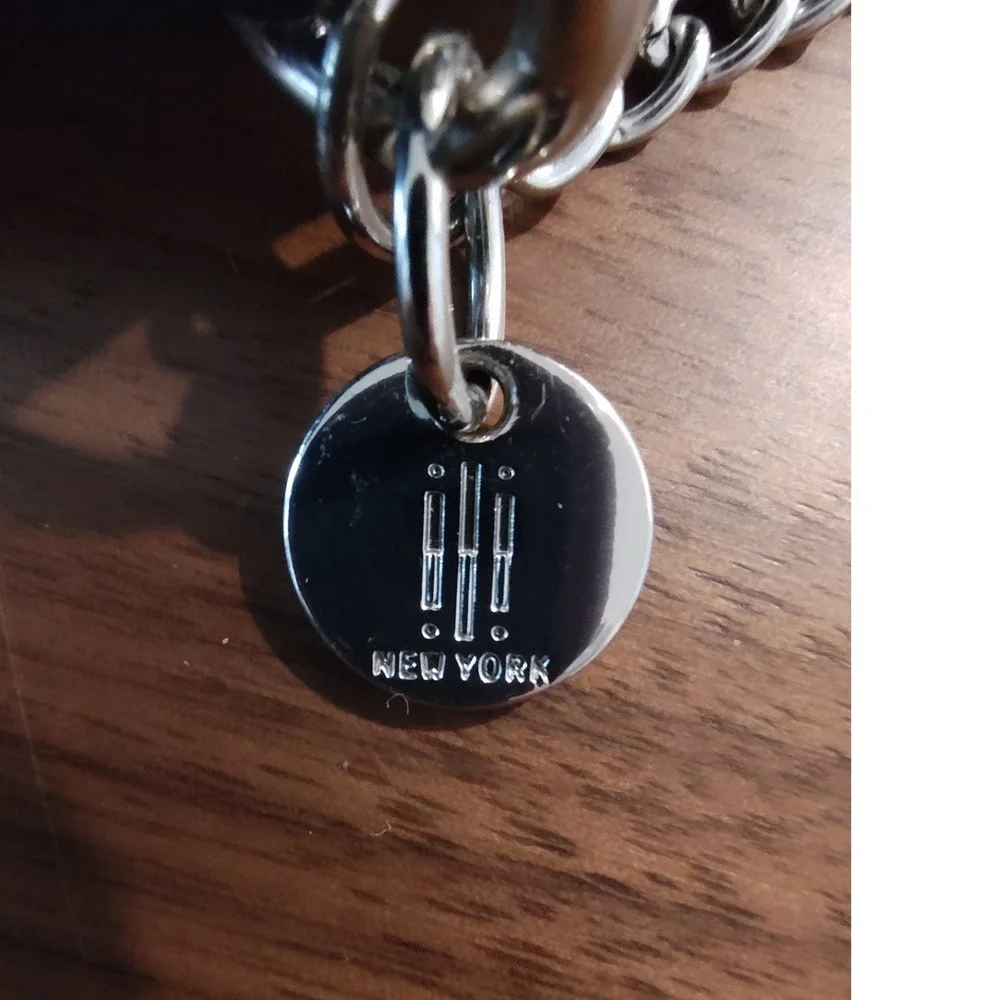 ILI New York Black Leather Mini Satchel Bag Charm Puffin Keychain RFID